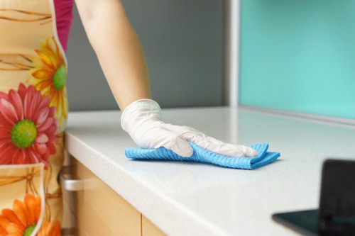 Detailed cleaning of a hard floor surface with specialist equipment in TW13
