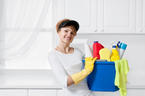 Cleaner preparing a TW13 home for a regular visit