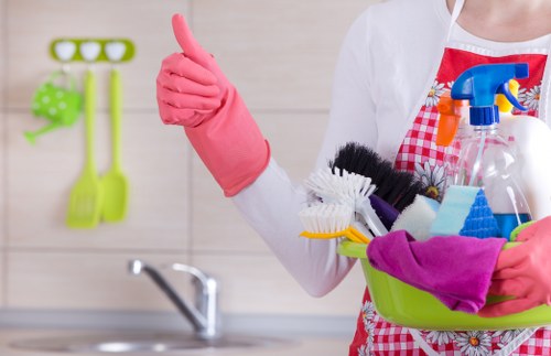 Clean and secure carpet cleaning workspace with safety controls
